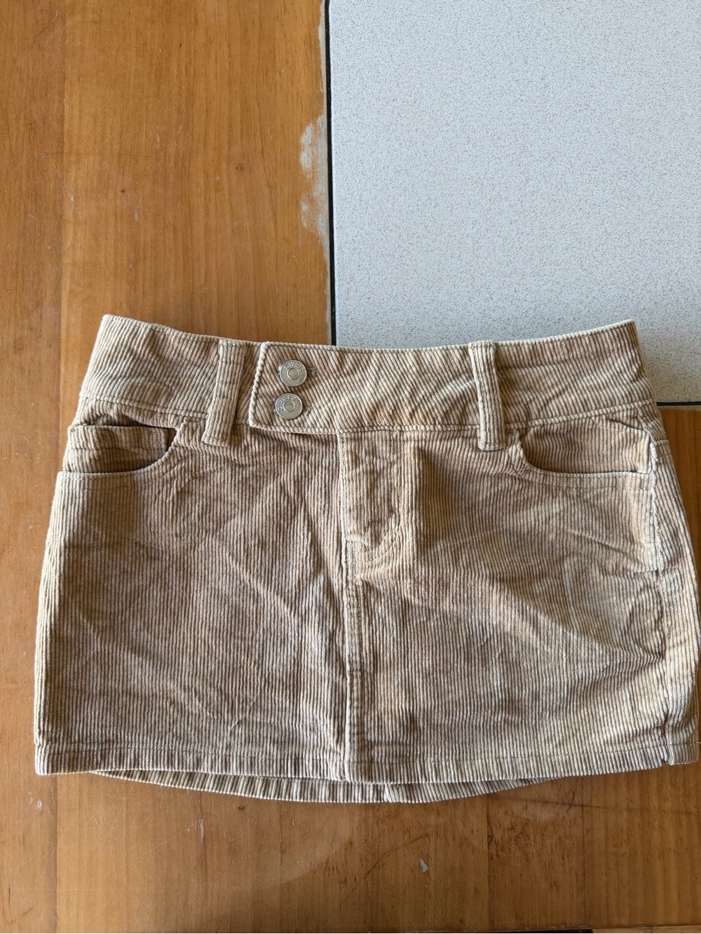 Corduroy Micro Mini Skirt in Light Brown - Women